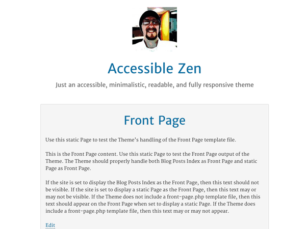 Screenshot of Accessible Zen home page